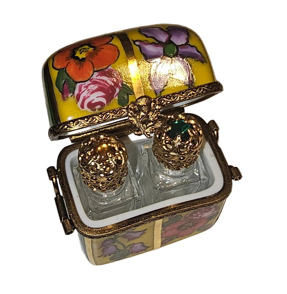 Yellow Green Perfume Flowers Box for Elegant Gifting Authentic Limoges Box