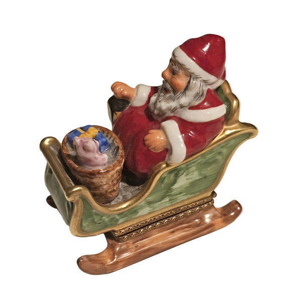 Santa in Sleigh Rochard Rare Authentic Limoges Box