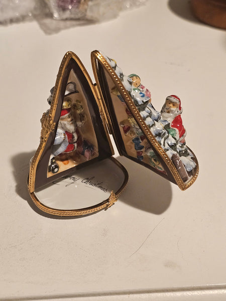 Rare Triple Hinged Christmas Tree Limoges Box Figurine) Authentic Limoges Box