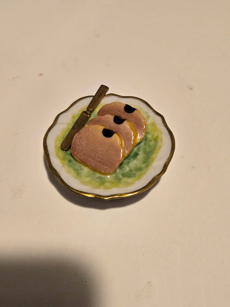 Foia Gras Sliced Ham on Plate Rare Authentic Limoges Box