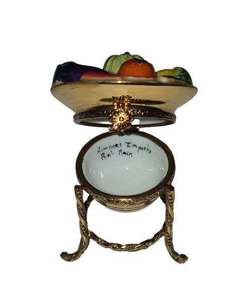 Fruit Basket on Gold Stand Authentic Limoges Box