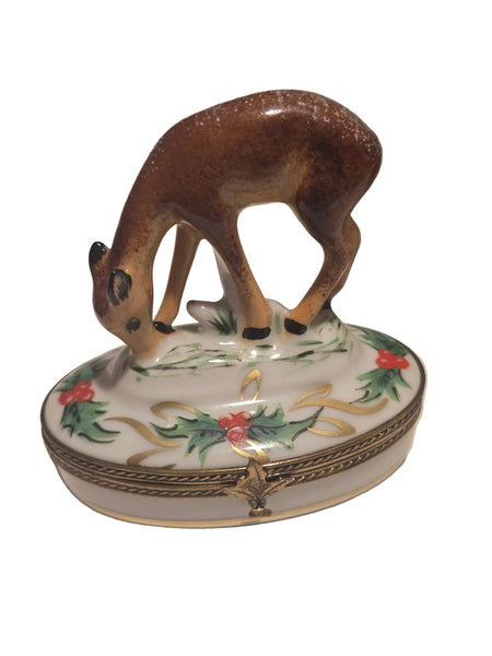 Christmas Deer in Snow Authentic Limoges Box