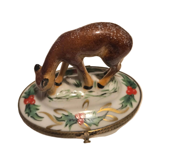 Christmas Deer in Snow Authentic Limoges Box