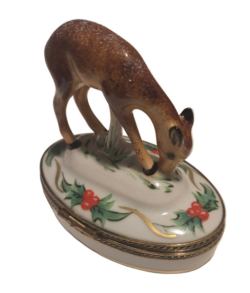 Christmas Deer in Snow Authentic Limoges Box