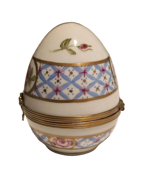 Blue W Roses Egg Limoges Box | Limoges Box Authentic Limoges Box