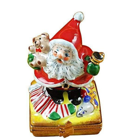 Santa with Bell Porcelain Limoges Santa French Trinket Box