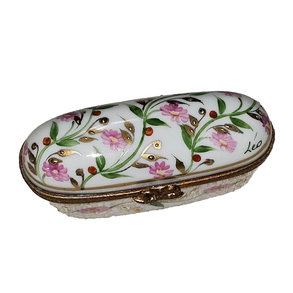 Tall Pink Floral Limoges Box Porcelain Limoges traditional French Trinket Box