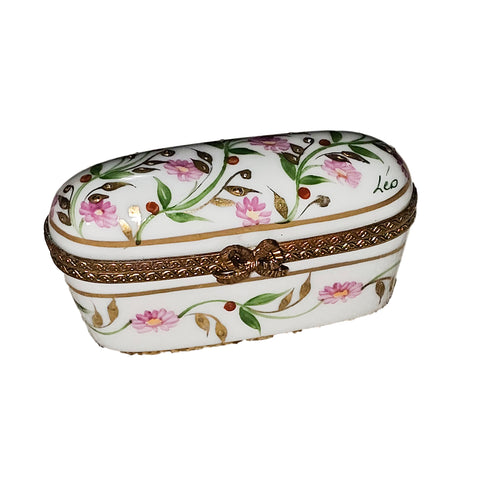 Tall Pink Floral Limoges Box Porcelain Limoges traditional French Trinket Box