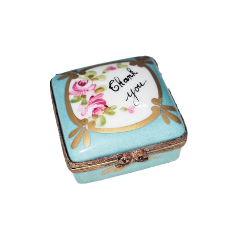 Thank You Blue Limoges Box Porcelain Limoges traditional French Trinket Box