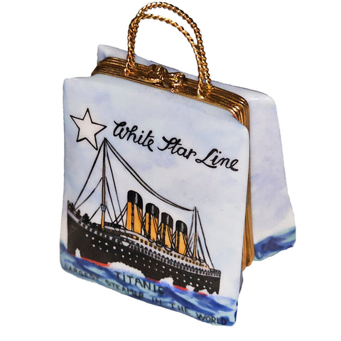Titanic Voyage Shopping Bag Porcelain Limoges bag purse travel French Trinket Box