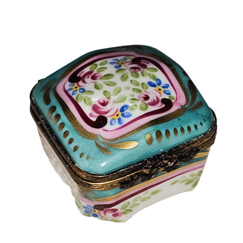 Turquoise Floral Limoges Box Porcelain Limoges Traditional French Trinket Box
