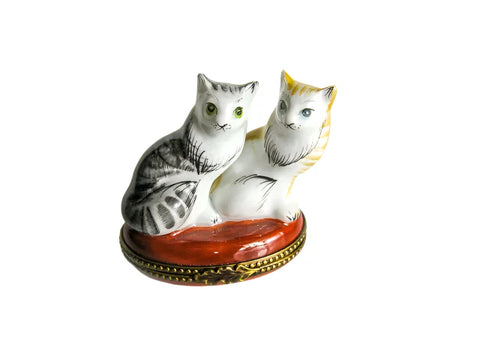 Charming Cats Limoges Box for Cat Lovers Porcelain Limoges cat French Trinket Box