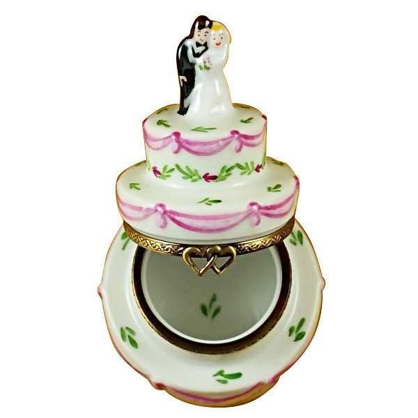 Wedding Cake with Bride and Groom Porcelain Limoges Wedding Anniversary Limoges Box Bridal French Trinket Box