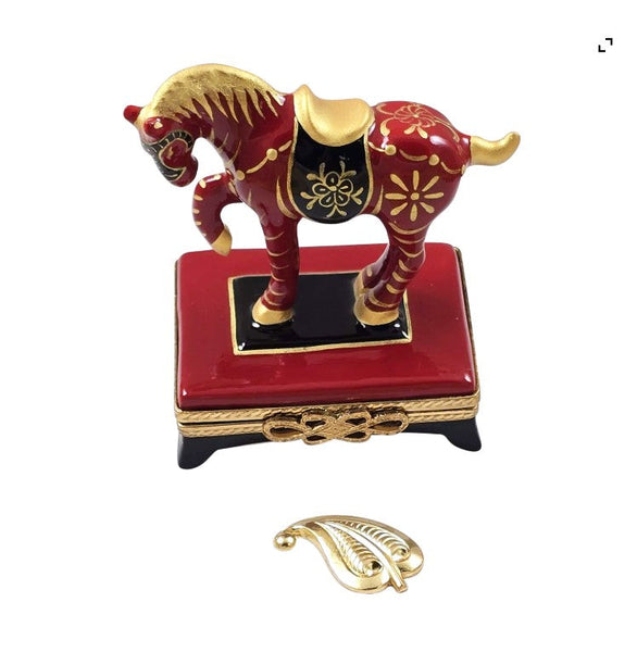 Rochard Horse Year 2026 Limoges Box with Removable Brass Leaf