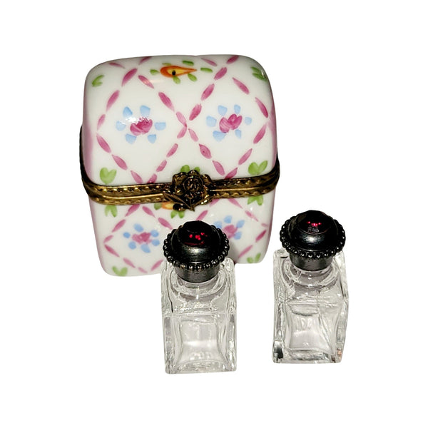 Two Perfume in Pink Trinket Box Limoges Box