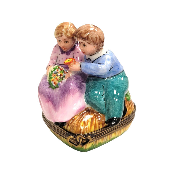 Children Not Afraid of Love on Heart Porcelain Limoges Trinket Box