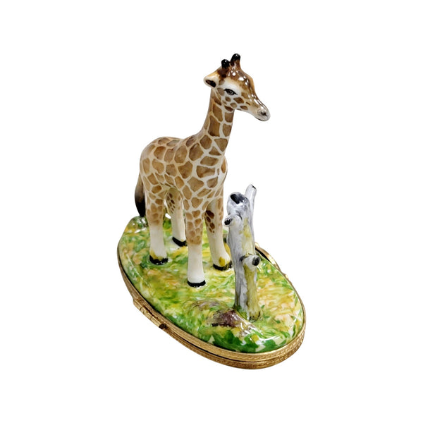 Giraffe w Tree Porcelain Limoges Trinket Box