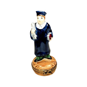 Blue Graduate with Diploma 1750 Limoges Box
