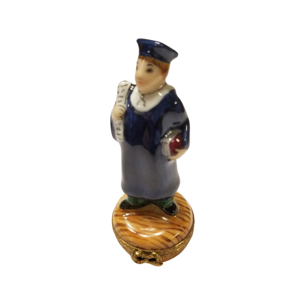 Blue Graduate with Diploma 1750 Limoges Box