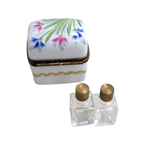 2 Perfume Flowers Porcelain Limoges Trinket Box