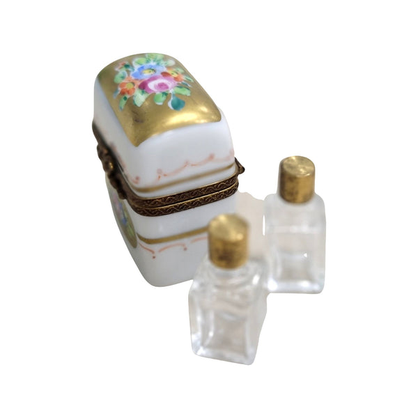 2 Perfume Gold Porcelain Limoges Trinket Box