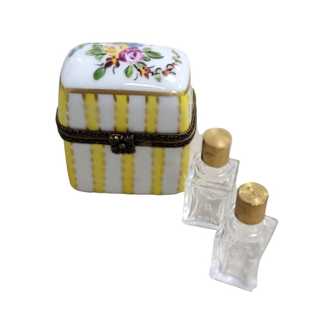 2 Perfume Yellow Roses Porcelain Limoges Trinket Box