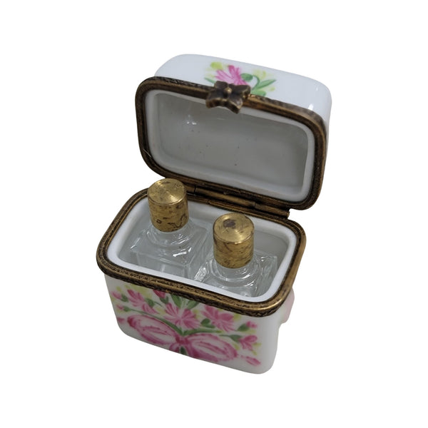 2 Pink Perfume Porcelain Limoges Trinket Box