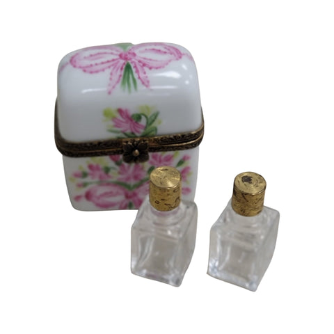 2 Pink Perfume Porcelain Limoges Trinket Box