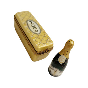 2000 Bottle of Champagne in Porcelain Limoges Trinket Box