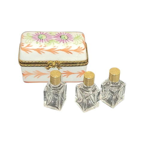 3 Perfume Orange Porcelain Limoges Trinket Box
