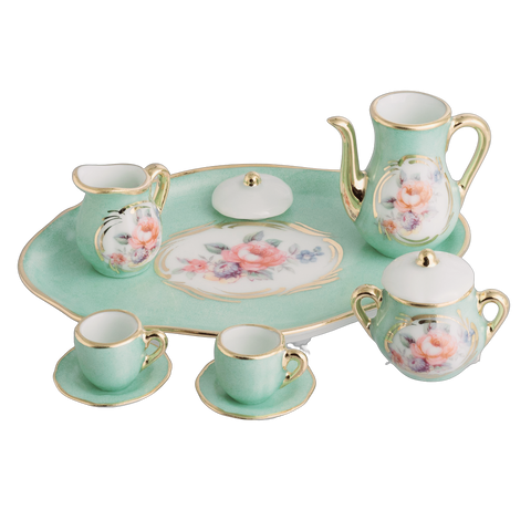 Mini Tea Set: Green Limoges Porcelain Box