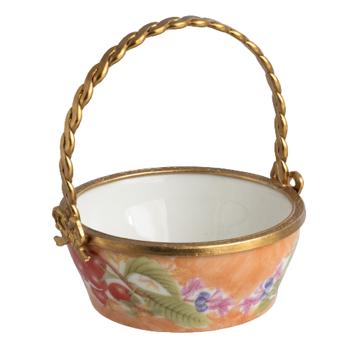 Basket With Fruits Decal Limoges Porcelain Box
