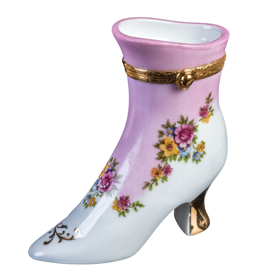 Boot With Pink Flower Decal es Limoges Porcelain Box