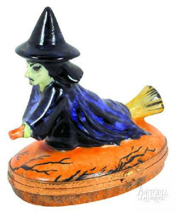 Witch Riding Broom Limoges Box-halloween witch-Limoges Box Boutique