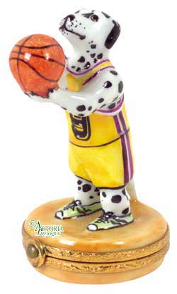 Basketball Dalmation Dog Limoges Porcelain Box