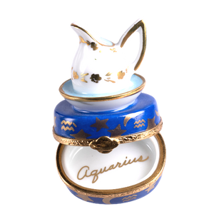 Aquarius Zodiac Limoges Porcelain Box