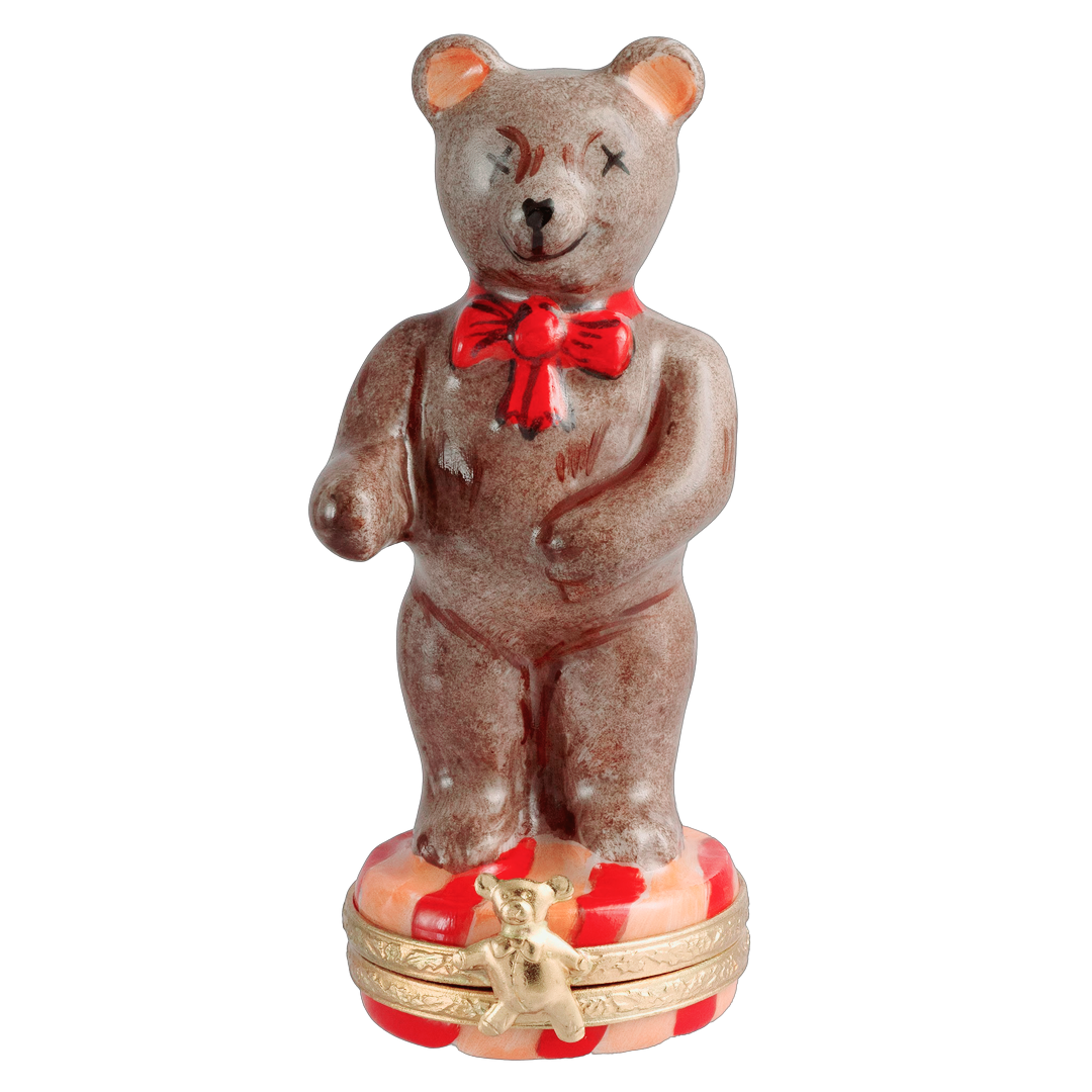 Standing Teddy Bear Limoges Porcelain Box