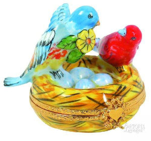 Two Birds In Nest Limoges Box-bird love-Limoges Box Boutique
