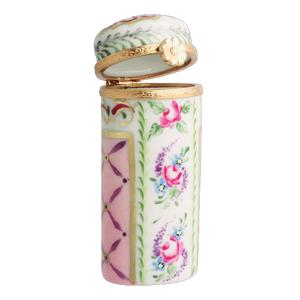 Tall Cylinder:Malmaison Rose Limoges Porcelain Box