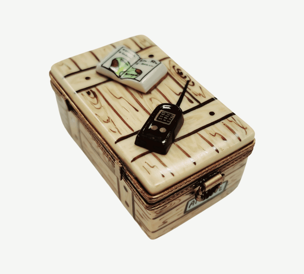 Africa Safari Map walkie Talkie with Binoculars Porcelain Limoges Trinket Box