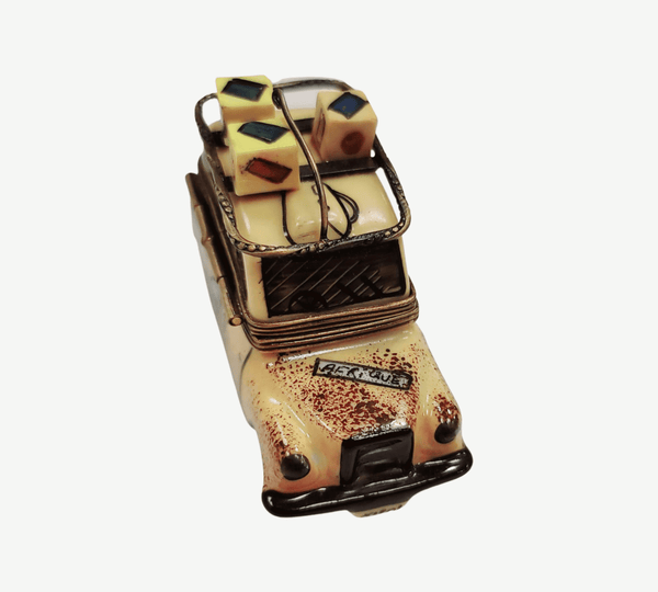 Africa Safari Vehical Car Porcelain Limoges Trinket Box