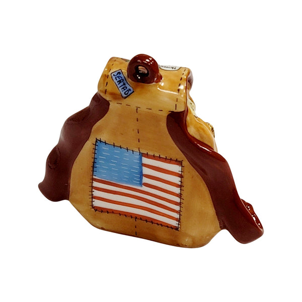 American Flag Backpack Porcelain Limoges Trinket Box
