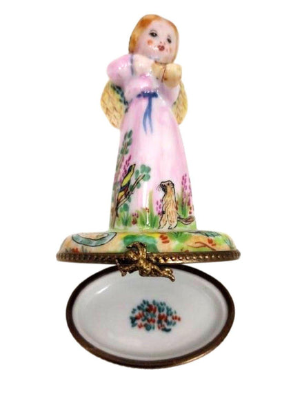 Angel w Violin Garden of Eden Porcelain Limoges Trinket Box