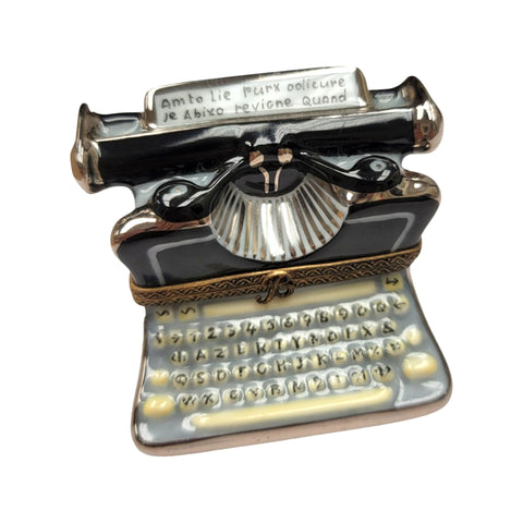 Antique Black Typewriter Porcelain Limoges Trinket Box