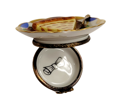Apple Pie Dessert on Plate Porcelain Limoges Trinket Box