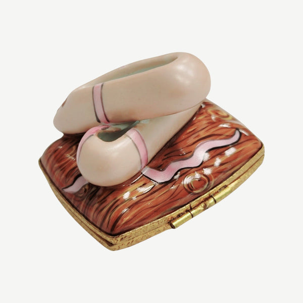 Ballerina Slippers on Wood Floors Porcelain Limoges Trinket Box