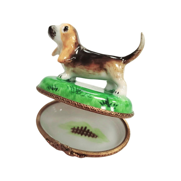 Bassett Hound Dog Porcelain Limoges Trinket Box
