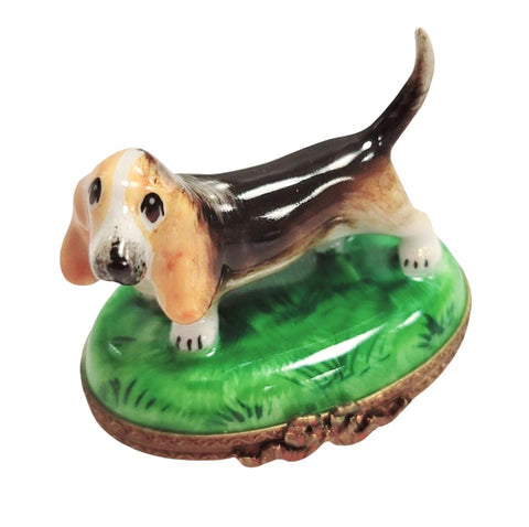 Bassett Hound Dog Porcelain Limoges Trinket Box