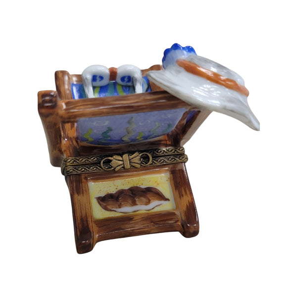 Beach Chair Seahorse Porcelain Limoges Trinket Box