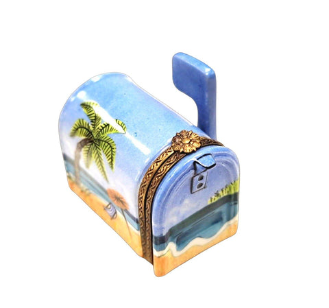 Beach House Mailbox Porcelain Limoges Trinket Box